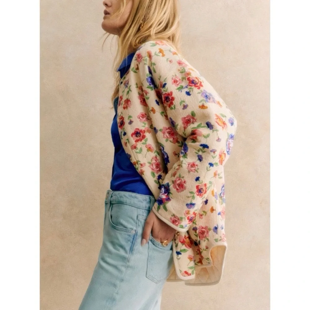 NWOT Sezane Quilted Farel Floral Cotton-Blend Jacket - Picture 5 of 8
